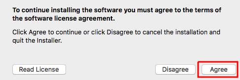 License agreement dialog box