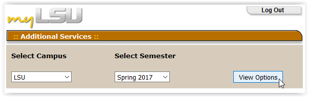 additional services campus and semester selection