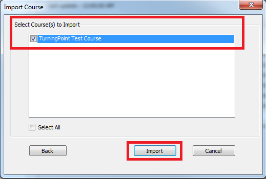 Import course selection