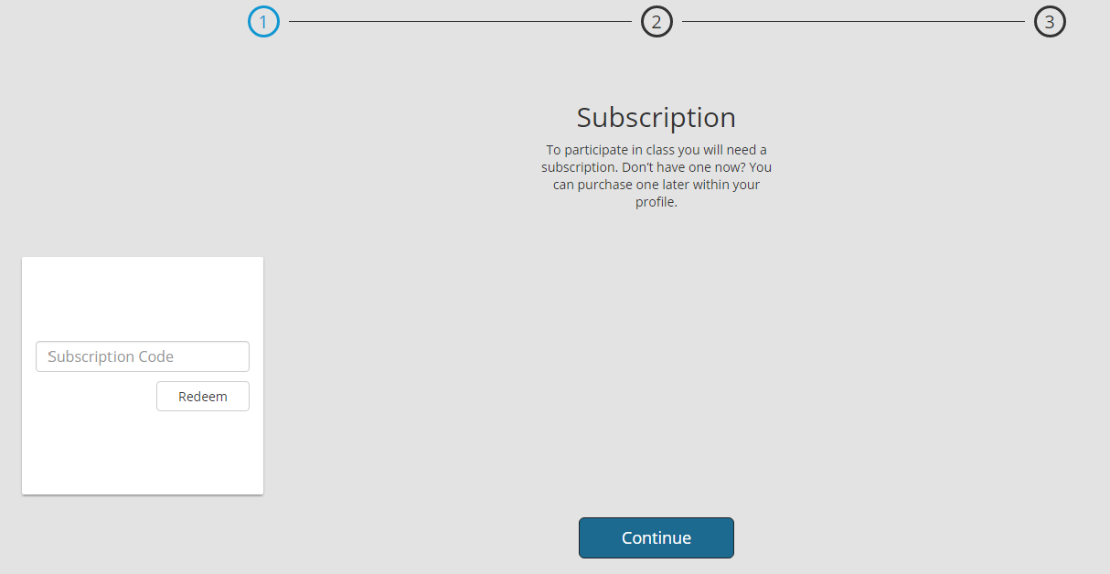 Subscription page