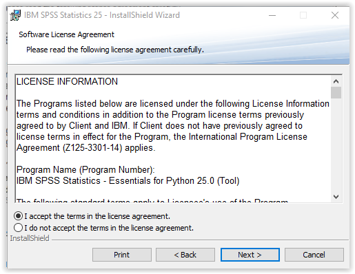 Software License Agreement window