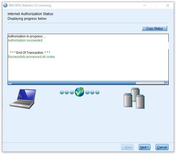 Internet Authorization Status window