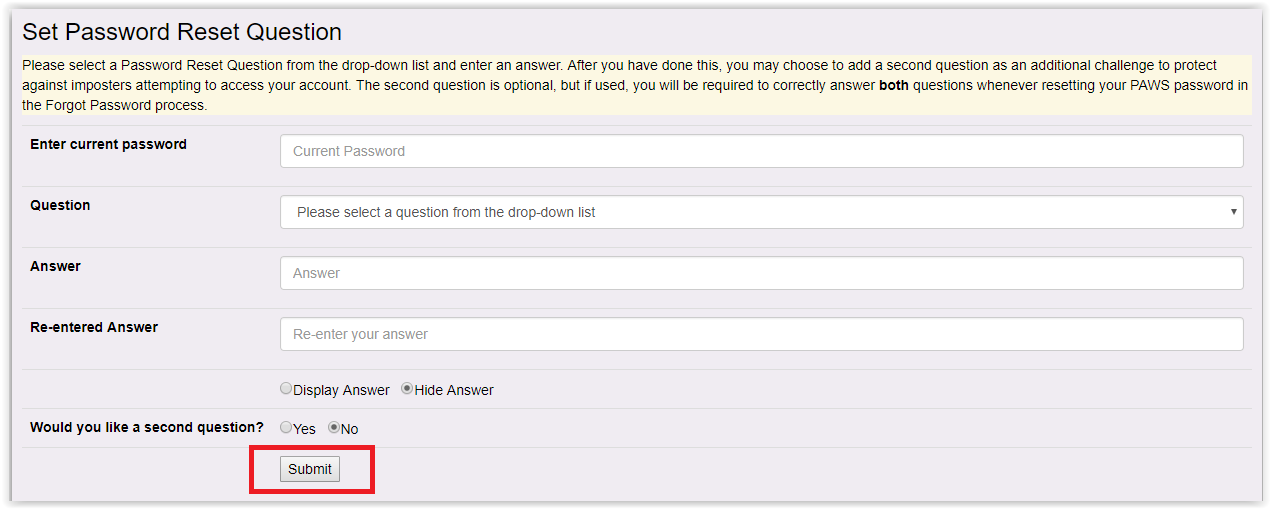Password management options