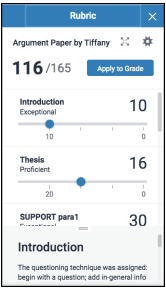 Rubric Popup Window