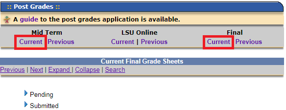 Post grades - Select Current