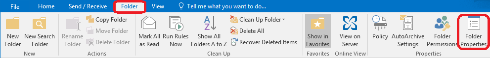 Folder tab selected with Folder Properties button highlighted