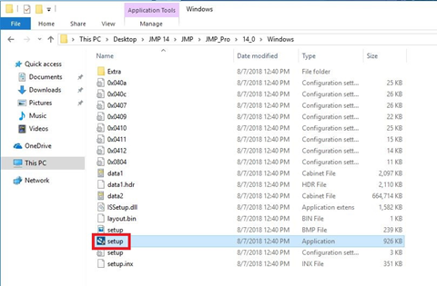 Setup Application selection