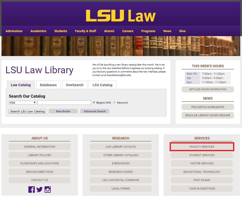 Faculty Services selected under Services.