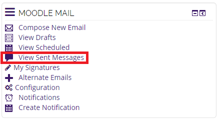 moodle mail block, view sent messages selected