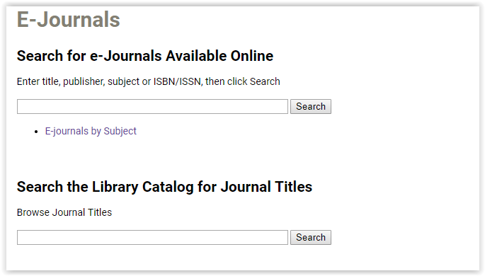 e-journals window