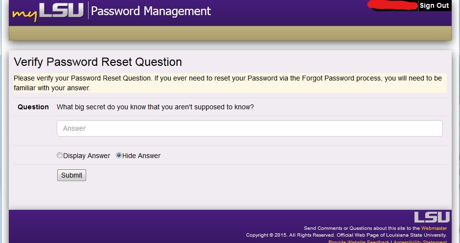 updated password option window