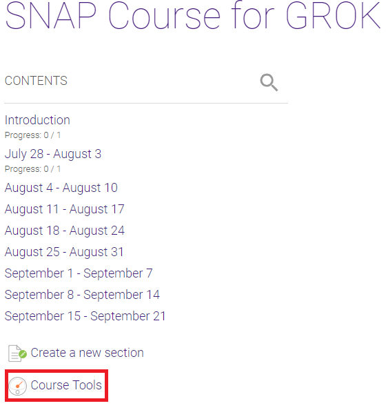 Course tools