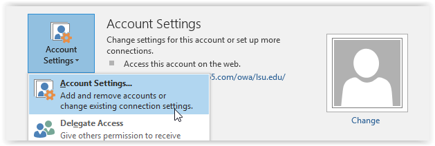 account settings in outlook