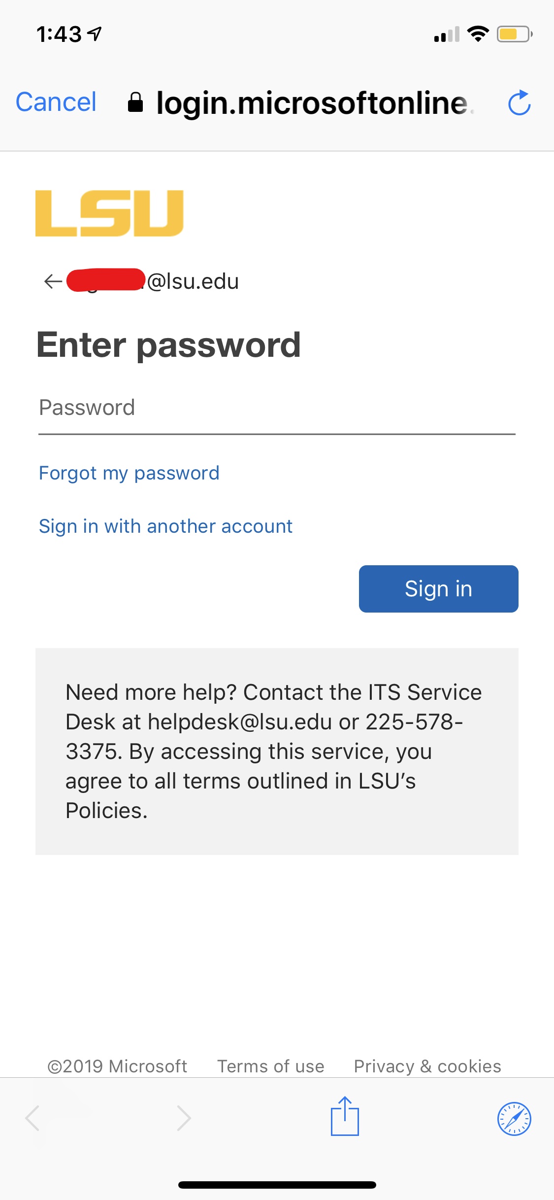 updated password input