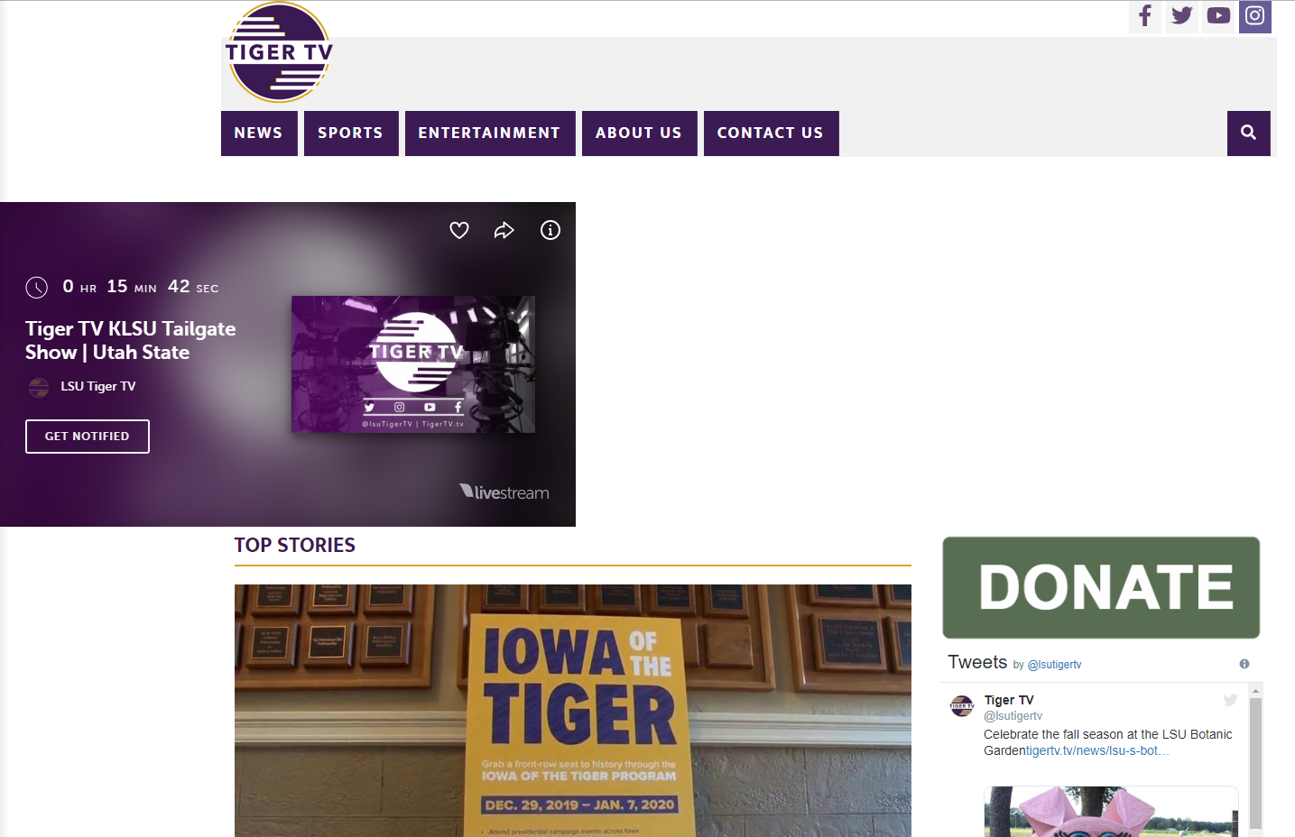 TigerTV official webpage