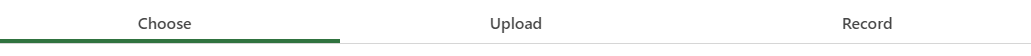 Panopto video selection options, Choose Upload Record