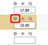 Gradebook in edit mode showing cog wheel edit icon for every grade and overridden grade with beige background