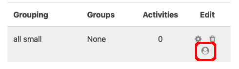 Groupings shown with member groups and editing tool icons