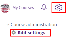 Administration Menu Edit Settings Option