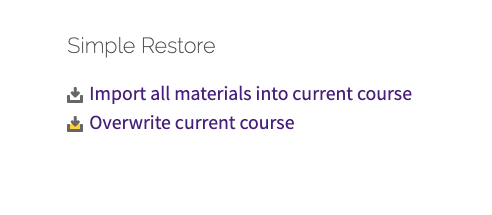 Simple Restore block on Course Tools page