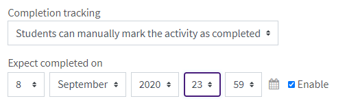 Completion tracking Expect Completed On checked