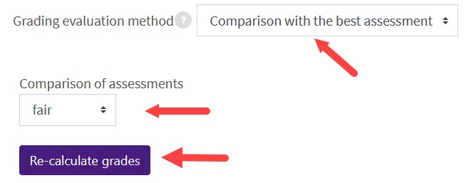 Calculation settings for workshop in grading evaluation phase