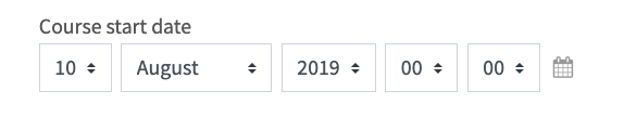 Course start date setting located under the Course Administration menu