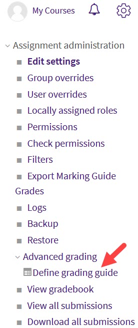 Assignment admin menu advanced grading option