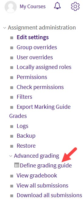 Assignment admin menu advanced grading option