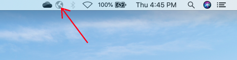 GlobalProtect icon on upper right of Mac bar