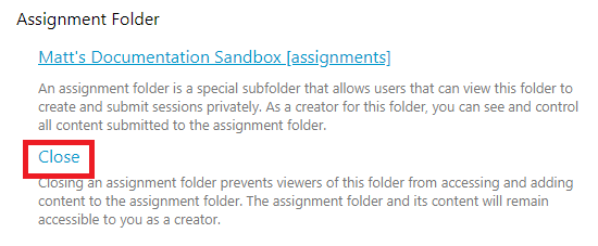 close assignment folder