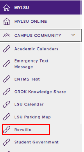 myLSU The Daily Reveille link at the left hand menu