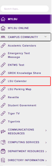 LSU Calendar 