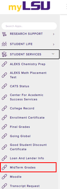 midterm grades link in mylsu