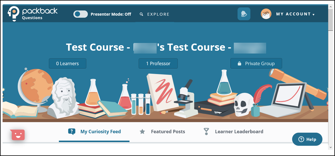 View of Packback dashboard in Moodle