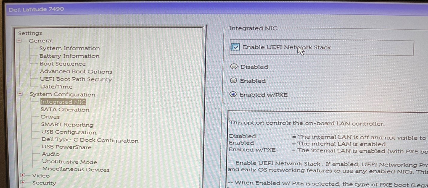 Enable PXE in BIOS