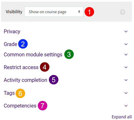 Assignment activity settings