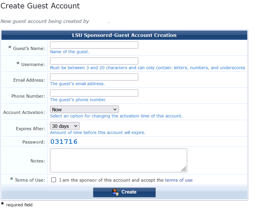 create guest account window