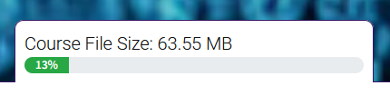 Course File Size Tool indicating 13% usage - within optimal range.