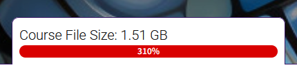 Course File Size Tool exceeding 100% - action recommended.