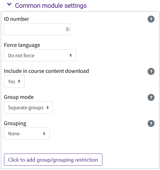 Common Module Settings section
