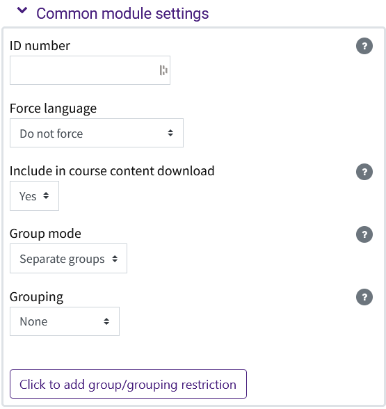 Common Module Settings