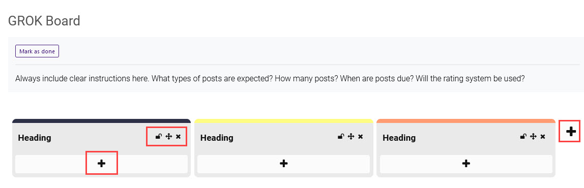 Board activity showing editing icons