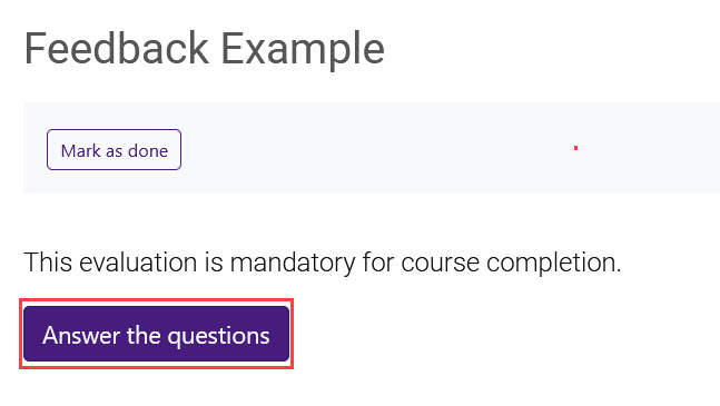 Feedback activity where students click to answer questions