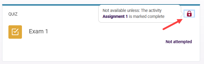 Activity with restrict access lock in upper right