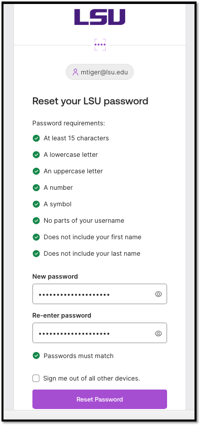 entering your password