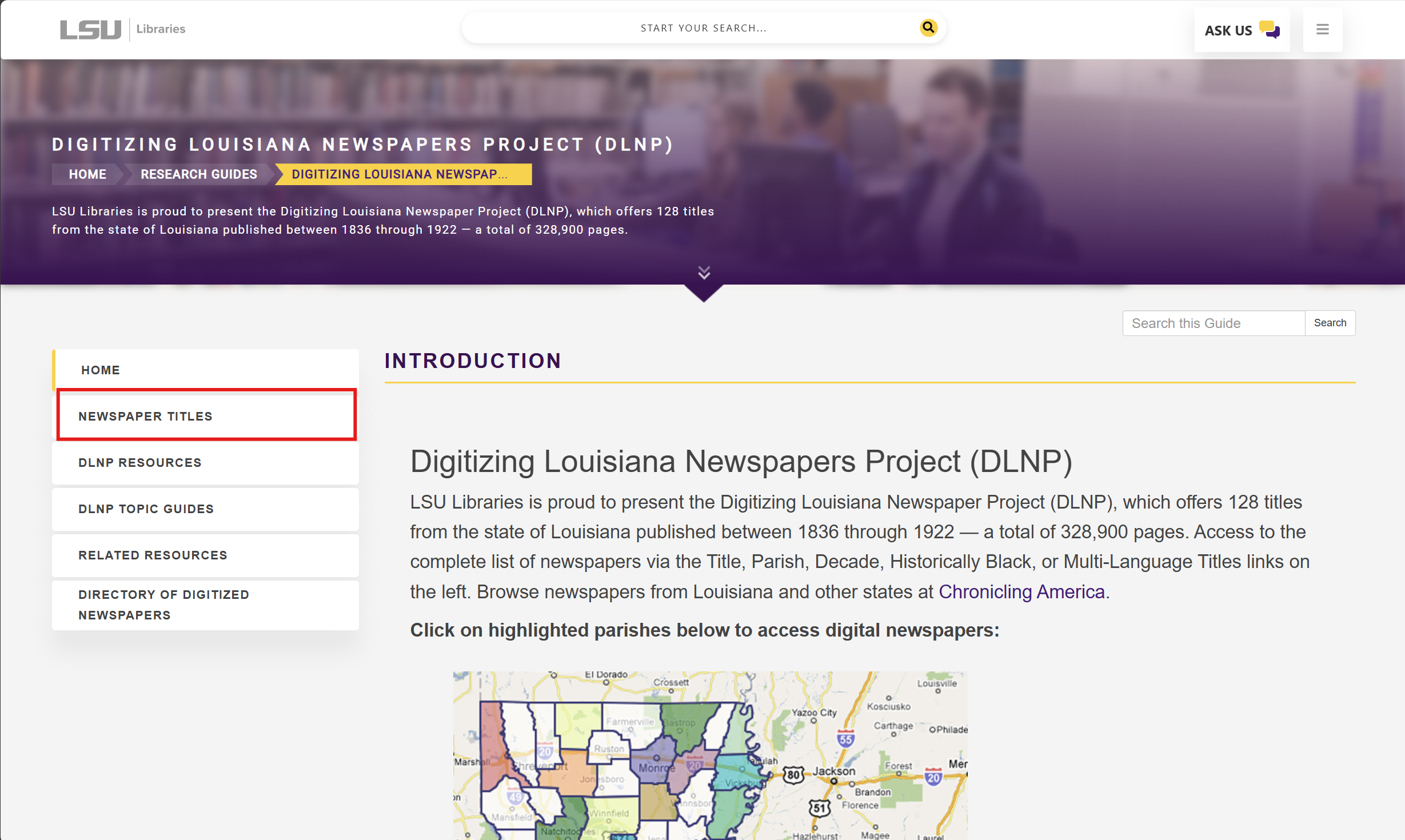 choosing to browse historically black titles in the DLNP