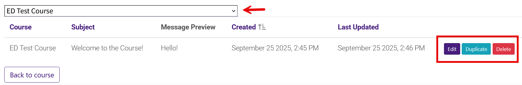 Saved drafts list in Moodle Mail