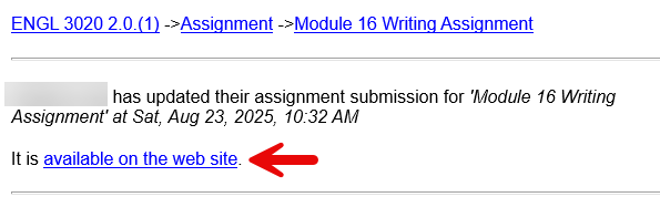 Link to assignment in email notification