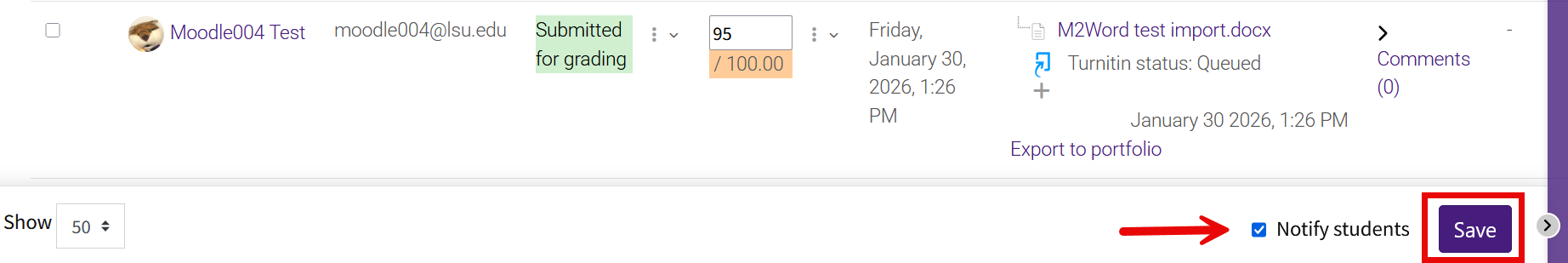 Save modal in assignment quick grading
